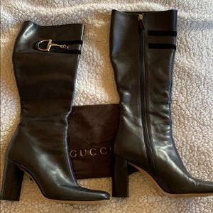 Women Gucci Leather Black Boots